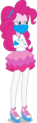 Size: 1532x5057 | Tagged: safe, artist:brokenadam, artist:limedazzle, derpibooru import, edit, pinkie pie, better together, equestria girls, clothes, coronavirus, covid-19, face mask, grumpy, headband, magical geodes, mask, pinkie pie is not amused, pinkie pie's rah rah skirt, rah rah skirt, simple background, skirt, transparent background, unamused