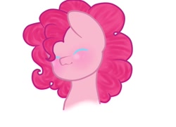 Size: 900x650 | Tagged: safe, artist:rowankitten, derpibooru import, pinkie pie, pony, 2d, curly hair, digital art, eyes closed, fanart, happy, simple background, smiling, solo, white background