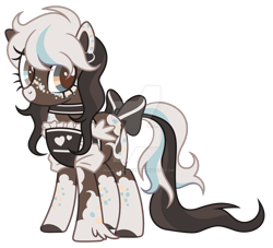 Size: 1280x1163 | Tagged: safe, artist:magicdarkart, derpibooru import, earth pony, pony, apron, bow, clothes, deviantart watermark, female, mare, obtrusive watermark, simple background, solo, tail, tail bow, transparent background, watermark