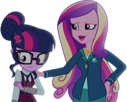 Size: 828x663 | Tagged: safe, derpibooru import, edit, edited screencap, editor:homersimpson1983, screencap, dean cadance, princess cadance, sci-twi, twilight sparkle, human, equestria girls, friendship games, background removed, female, not a vector