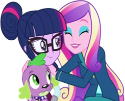 Size: 3133x2520 | Tagged: safe, derpibooru import, edit, edited screencap, editor:homersimpson1983, screencap, dean cadance, princess cadance, sci-twi, spike, twilight sparkle, dog, human, equestria girls, g4, background removed, female, male, not a vector, spike the dog