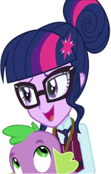 Size: 1613x2520 | Tagged: safe, derpibooru import, edit, edited screencap, editor:homersimpson1983, screencap, sci-twi, spike, spike the regular dog, twilight sparkle, dog, equestria girls, friendship games, g4, background removed, clothes, female, glasses, male, not a vector