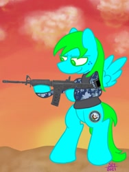 Size: 768x1024 | Tagged: safe, artist:shotgunarts, oc, oc only, pony, female, gun, mare, weapon