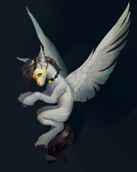 Size: 3036x3800 | Tagged: safe, artist:gemm, derpibooru import, oc, oc only, oc:kainy, pegasus, pony, flying, mask, solo, wings