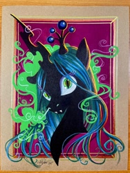 Size: 1536x2048 | Tagged: safe, artist:andypriceart, derpibooru import, queen chrysalis, changeling, changeling queen, pony, bust, female, mare, solo, traditional art