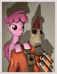 Size: 2016x2600 | Tagged: artist needed, safe, derpibooru import, berry punch, berryshine, earth pony, pony, g4, /mlp/ tf2 general, 3d, hat, party hat, pyro, team fortress 2