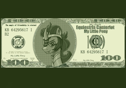 Size: 1511x1060 | Tagged: safe, artist:taoyvfei, derpibooru import, king sombra, pony, umbrum, unicorn, g4, the cutie re-mark, horn, imperial guard, king, money, solo