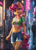 Size: 1024x1440 | Tagged: safe, ai content, derpibooru import, generator:pony diffusion v6 xl, generator:stable diffusion, machine learning generated, scootaloo, anthro, pegasus, g4, belly button, breasts, bust, city, clothes, cyberpunk, denim, denim shorts, female, looking at you, mare, midriff, neon, older, older scootaloo, open mouth, open smile, portrait, prompter:star-dragon, rain, shirt, short shirt, shorts, smiling, smiling at you, solo focus, street, t-shirt