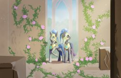 Size: 6156x4000 | Tagged: safe, artist:gemm, derpibooru import, oc, oc only, earth pony, pony, armor, castle, duo, overgrown, royal guard
