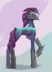 Size: 3234x4506 | Tagged: safe, artist:gemm, derpibooru import, oc, oc only, crystal pony, pony, unicorn, bracer, helmet, horn, solo