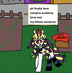 Size: 957x968 | Tagged: artist needed, safe, derpibooru import, oc, oc only, pony, undead, vampire, vampony, 1000 hours in ms paint, ask, clothes, engrish, socks, solo, striped socks, tumblr