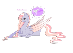Size: 2873x2088 | Tagged: safe, artist:sofienriquez, derpibooru import, oc, oc:amber dreamer, pegasus, pony, colored wings, female, lying down, mare, prone, reference sheet, simple background, solo, transparent background, two toned wings, wings