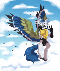 Size: 1700x2000 | Tagged: safe, artist:maximkoshe4ka, derpibooru import, hippogriff, colored wings, glasses, multicolored wings, solo, wings