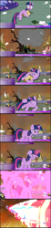 Size: 1600x7200 | Tagged: safe, artist:robin jacks, derpibooru import, edit, edited screencap, screencap, owlowiscious, twilight sparkle, twilight sparkle (alicorn), alicorn, g4, twilight's kingdom, angry, blast, book, comic, golden oaks library, magic, magic blast, screencap comic