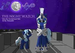 Size: 3258x2325 | Tagged: safe, artist:robin jacks, derpibooru import, princess luna, oc, oc:nightwatch, fanfic art