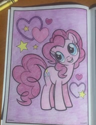 Size: 738x967 | Tagged: safe, artist:lullapiies, derpibooru import, pinkie pie, pony, coloring book, solo, traditional art