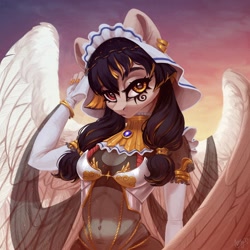 Size: 2160x2160 | Tagged: safe, artist:amishy, derpibooru import, oc, oc only, oc:mayata, anthro, pegasus, bracelet, ear piercing, earring, female, heterochromia, high res, jewelry, mare, piercing, solo