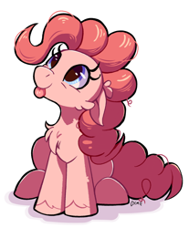 Size: 1530x1850 | Tagged: safe, artist:candy meow, derpibooru import, pinkie pie, earth pony, pony, g4, :p, ears, female, floppy ears, looking up, mare, simple background, sitting, solo, tongue, tongue out, white background