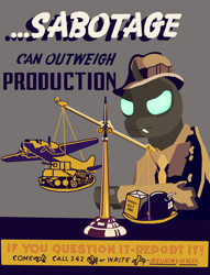 Size: 3204x4190 | Tagged: safe, artist:potatoes, derpibooru import, changeling, equestria at war mod, poster, poster parody, propaganda, propaganda parody, propaganda poster, sabotage