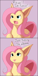 Size: 1000x2000 | Tagged: safe, artist:nari_artsz, derpibooru import, fluttershy, pegasus, pony, g4, comic, cute, female, rawr, shyabetes, solo, tongue, tongue out