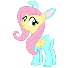 Size: 828x761 | Tagged: safe, artist:lizzmcclin, derpibooru import, fluttershy, pegasus, pony, g4, animal costume, bunny costume, bunny ears, bunnyshy, butt, clothes, costume, female, mare, plot, solo