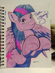 Size: 1140x1520 | Tagged: safe, artist:edgarkingmaker, derpibooru import, twilight sparkle, twilight sparkle (alicorn), alicorn, g4, belly, copic, etsy, female, lacrimal caruncle, mare, markers, round belly, signed, solo, tara strong, traditional art