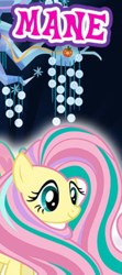 Size: 276x622 | Tagged: safe, derpibooru import, fluttershy, pegasus, pony, g4, captain obvious, cropped, english, female, gameloft, long mane, mare, meme, mobile game, my little pony: magic princess, rainbow power, rainbow power-ified, solo, text, wow! glimmer