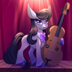 Size: 1280x1280 | Tagged: safe, artist:carouselunique, derpibooru import, octavia melody, earth pony, pony, g4, cello, februpony, female, mare, musical instrument, solo, stage