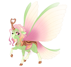 Size: 3600x3400 | Tagged: safe, artist:gigason, derpibooru import, oc, oc only, oc:marmesoidea, changepony, hybrid, female, hybrid wings, interspecies offspring, offspring, one eye closed, parent:princess cadance, parent:thorax, raised hoof, raised leg, simple background, solo, spread wings, transparent background, wings