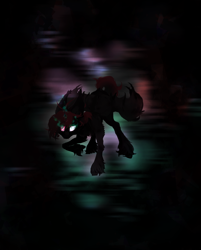 Size: 1446x1800 | Tagged: safe, artist:nazalik, derpibooru import, oc, oc only, oc:nazalik, alicorn, bat pony, bat pony oc, colored, creepy, dark, emptiness, fangs, full body, glowing, glowing eyes, magic, shadow, unshorn fetlocks