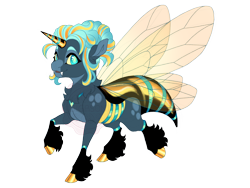 Size: 3600x2700 | Tagged: safe, artist:gigason, derpibooru import, oc, oc:blue bee, changepony, hybrid, fangs, interspecies offspring, looking at you, magical lesbian spawn, offspring, parent:oc:honey glaze, parent:princess luna, parents:canon x oc, simple background, solo, transparent background, watermark