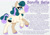 Size: 2048x1418 | Tagged: safe, artist:carouselunique, derpibooru import, bon bon, sweetie drops, pony, g4, alternate cutie mark, alternate design, alternate hairstyle, alternate universe, bonnie belle, character swap, colored hooves, female, fetlock tuft, horn, mare, reference sheet, side stars au, simple background, smiling, solo, text, unshorn fetlocks