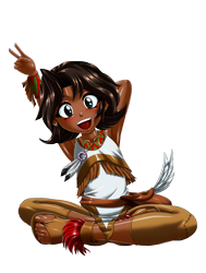 Size: 2765x3654 | Tagged: safe, alternate version, artist:mauroz, derpibooru import, winona, human, g4, child, dark skin, humanized, humanized pet, native american, simple background, solo, transparent background, younger