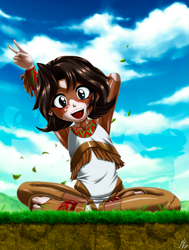 Size: 2765x3654 | Tagged: safe, alternate version, artist:mauroz, derpibooru import, winona, human, g4, child, humanized, humanized pet, mole, native american, solo, vitiligo, younger