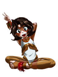 Size: 2765x3654 | Tagged: safe, alternate version, artist:mauroz, derpibooru import, winona, human, g4, child, humanized, humanized pet, missing accessory, native american, simple background, solo, transparent background, vitiligo, younger