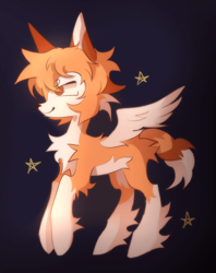 Size: 1920x2424 | Tagged: safe, artist:ksbanan, derpibooru import, dog, pegasus, pony, black background, orange fur, simple background, smiling, solo