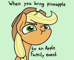 Size: 2048x1663 | Tagged: safe, artist:ewoudcponies, derpibooru import, applejack, earth pony, pony, dishonorapple, female, green background, simple background, unamused