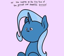 Size: 2048x1770 | Tagged: safe, artist:ewoudcponies, derpibooru import, trixie, pony, unicorn, female, horn, pink background, simple background, solo, tiny face