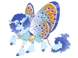 Size: 3600x2700 | Tagged: safe, artist:gigason, derpibooru import, oc, oc:karner blue, changepony, hybrid, curved horn, horn, interspecies offspring, offspring, parent:princess luna, parent:thorax, parents:thuna, simple background, solo, transparent background