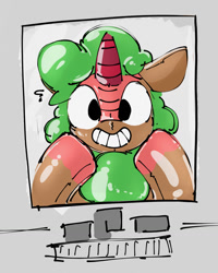 Size: 1025x1280 | Tagged: safe, artist:wallswallswalls, oc, oc only, inflatable pony, kirin, pony, inflatable, smiling