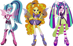 Size: 12377x7893 | Tagged: safe, artist:sugar-loop, derpibooru import, adagio dazzle, aria blaze, sonata dusk, equestria girls, g4, rainbow rocks, microphone, simple background, the dazzlings, transparent background