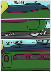 Size: 1614x2283 | Tagged: safe, artist:rex-equinox, derpibooru import, part of a set, thorax, changeling, comic:thorax's shocking express, g4, comic, commission, inanimate tf, locomotive, story included, train, train pony, trainified, transformation, vehicle