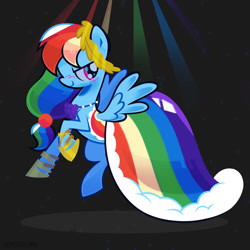 Size: 1280x1280 | Tagged: safe, artist:seasemissary, derpibooru import, rainbow dash, pony, g4, beautiful, clothes, dress, gala dress, gown, rainbow dash always dresses in style, rainbow dash's first gala dress, solo