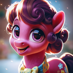 Size: 1024x1024 | Tagged: safe, ai content, derpibooru import, generator:pony diffusion v6 xl, generator:stable diffusion, machine learning generated, suri polomare, earth pony, pony, g4, clothes, cute, female, mare, open mouth, prompter:jbond, scarf, solo