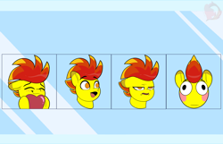 Size: 3600x2324 | Tagged: safe, artist:joaothejohn, derpibooru import, oc, oc only, oc:dexstar, pegasus, pony, blushing, bruh, commission, cute, emoji, emotes, expressions, heart, lidded eyes, male, multicolored hair, open mouth, pegasus oc, poggers, shy, smiling, solo, ych result