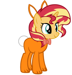 Size: 1024x1067 | Tagged: safe, artist:lizzmcclin, derpibooru import, sunset shimmer, pony, unicorn, g4, animal costume, bunny costume, bunny ears, clothes, costume, female, horn, simple background, smiling, solo, transparent background