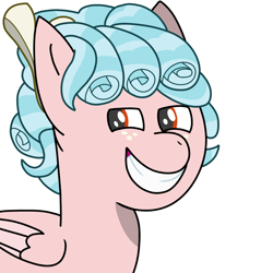 Size: 1500x1500 | Tagged: safe, artist:sleeplesseevee, derpibooru import, cozy glow, pegasus, pony, g4, bust, evil grin, female, filly, foal, folded wings, grin, outline, simple background, smiling, solo, transparent background, white outline, wings
