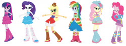 Size: 1280x471 | Tagged: safe, artist:anayahmed, derpibooru import, applejack, fluttershy, pinkie pie, rainbow dash, rarity, twilight sparkle, human, equestria girls, g4, boots, high heel boots, humane five, humane six, shoes, simple background, white background
