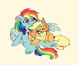 Size: 2476x2079 | Tagged: safe, artist:rr29578979, derpibooru import, applejack, rainbow dash, g4, appledash, female, lesbian, shipping