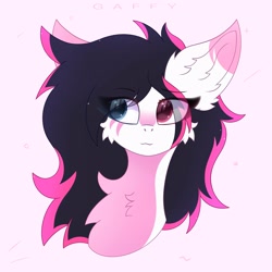 Size: 3000x3000 | Tagged: safe, artist:gaffy, derpibooru import, oc, oc only, oc:lunylin, pegasus, bust, cheek fluff, chest fluff, ear fluff, ears, heterochromia, pegasus oc, portrait, simple background